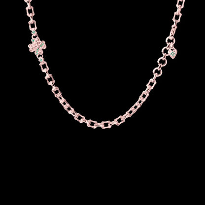 Custom SKU image of the Lucky Clover Snake Necklace in rose-tone finish