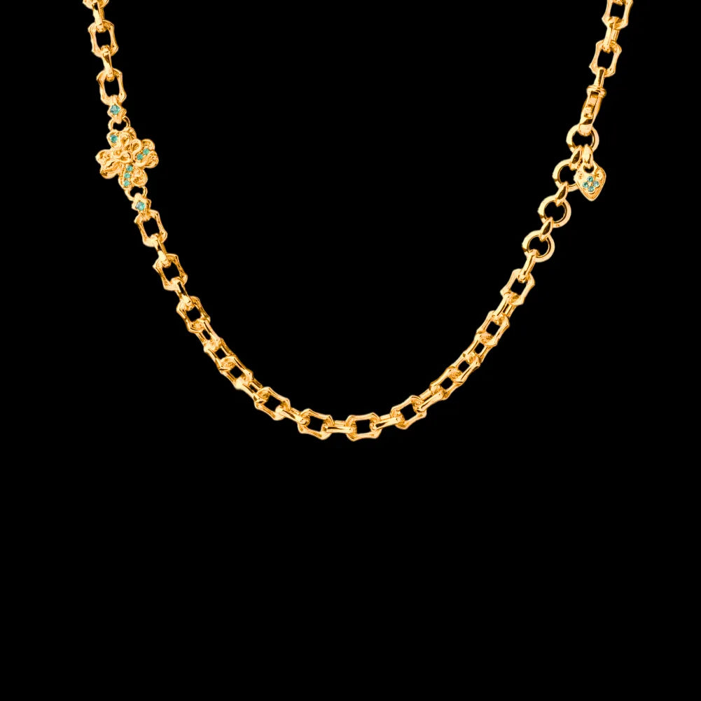 Custom SKU image of the Lucky Clover Snake Necklace in gold-tone finish