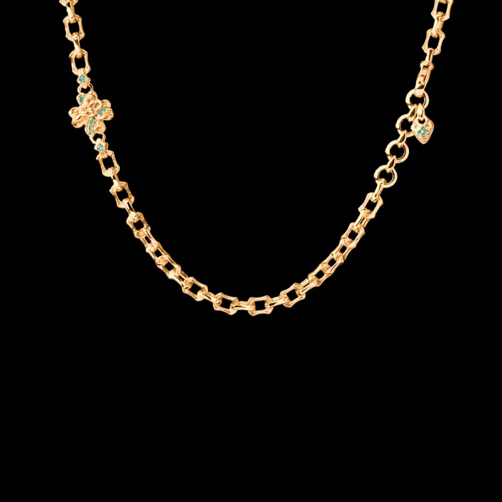 Custom SKU image of the Lucky Clover Snake Necklace in gold-tone finish