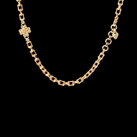 Custom SKU image of the Lucky Clover Snake Necklace in gold-tone finish