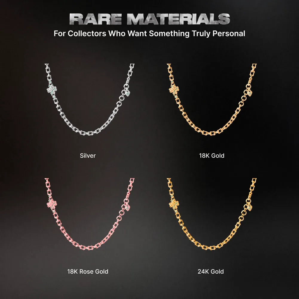 Lucky Clover Snake Necklace product view in silver-tone finish