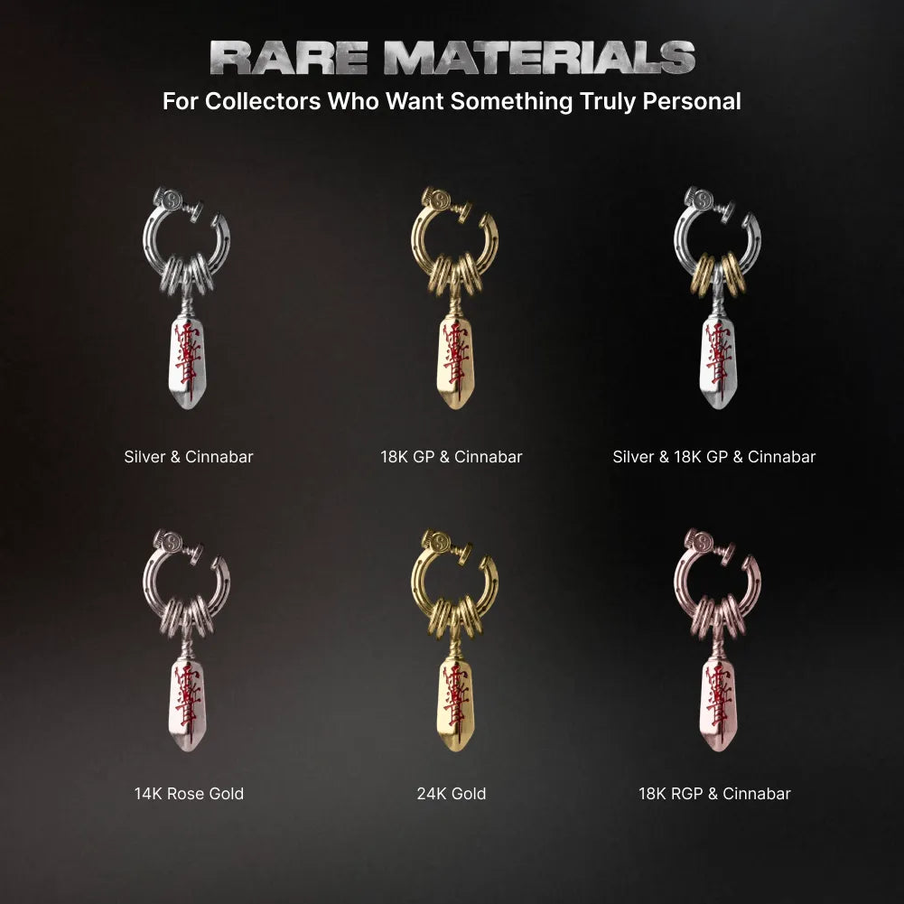 Masterblade clip-on earrings in multiple material and color options