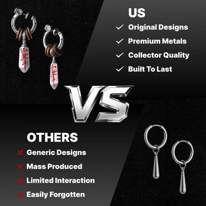 Original Masterblade clip-on earrings compared with generic alternatives
