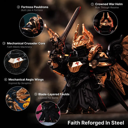 Blackened and Bronze Mech Justicar mechanical features and crystal details