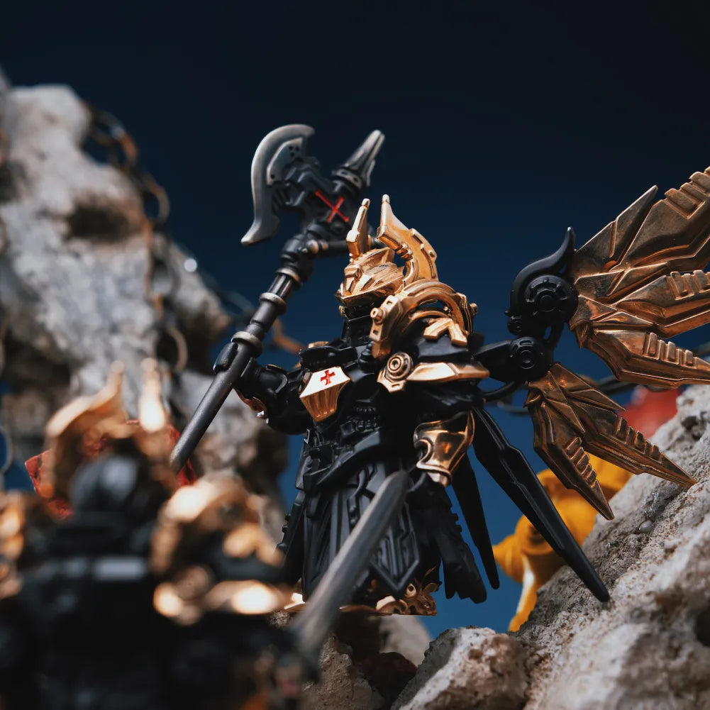 Blackened and Bronze Mech Justicar outdoor display
