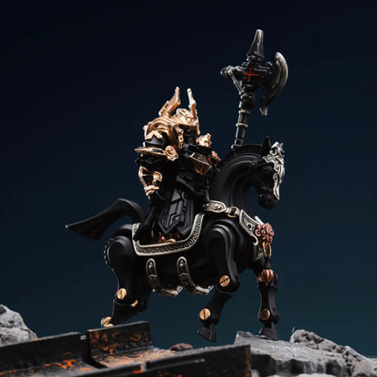 Blackened and Bronze Mech Justicar displayed on dark rocks