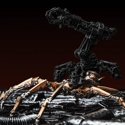 Blackened Mechanical Arm Figurine displayed on a mechanical hand