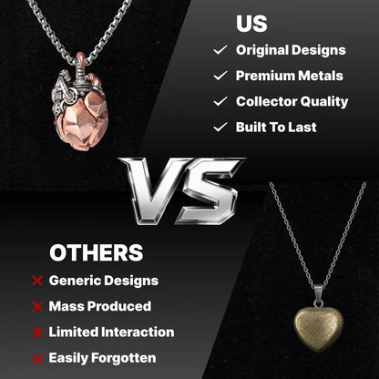 Copper & White Bronze Mechanical Heart Pendant artisan quality compared with generic jewelry