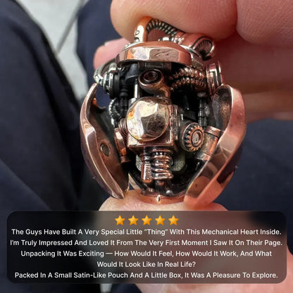 Customer review of the Copper & White Bronze Mechanical Heart Pendant craftsmanship and kinetic design