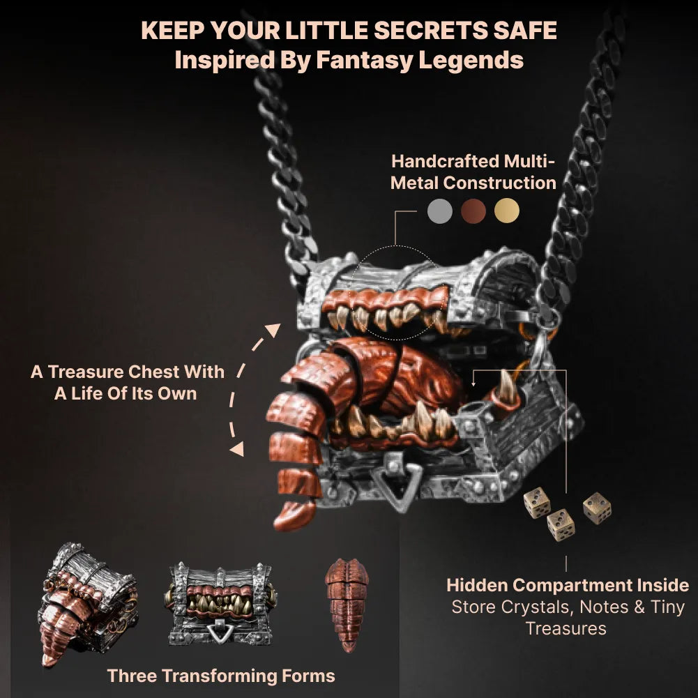 Mimicling Chest Pendant transforming chest design and hidden compartment