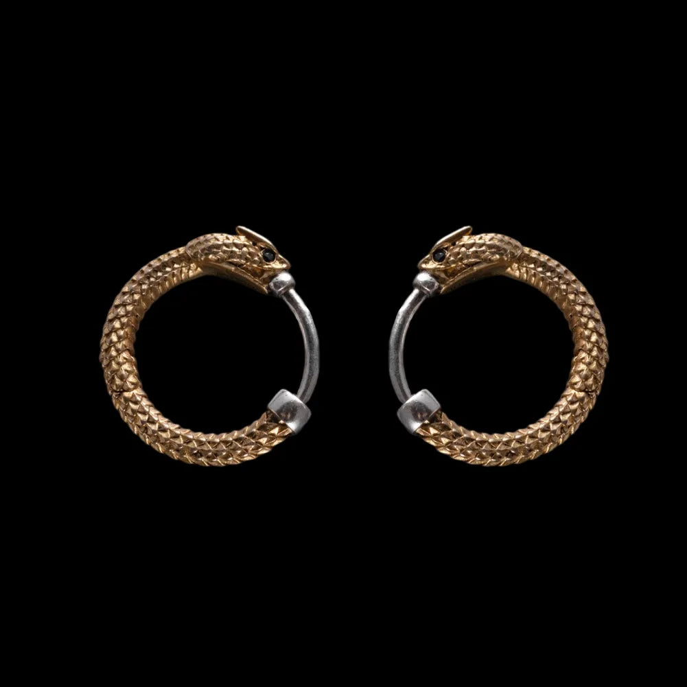 Ouroboros hoop earrings in Brass / Pair