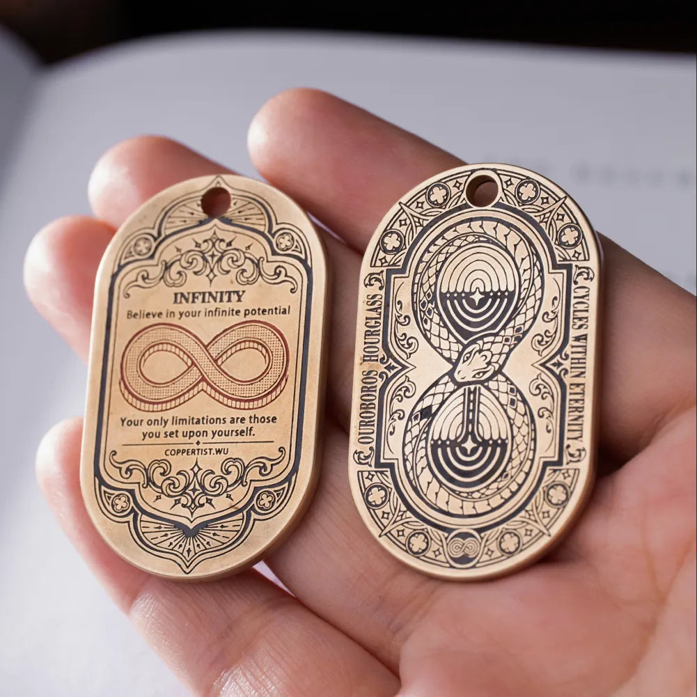 Ouroboros Hourglass Tag product view 8; any visible attachment is an example