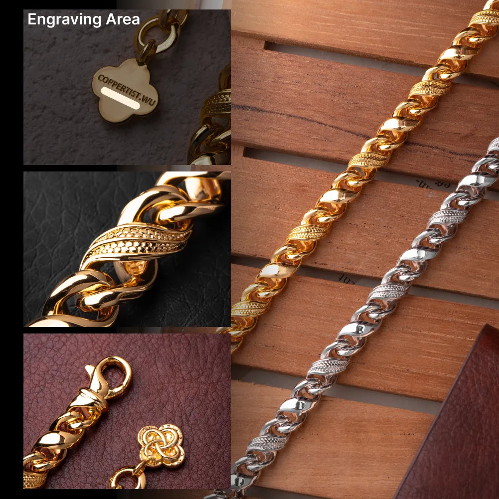 Ouroboros Infinity Bracelet gold-finish detail and engraving area