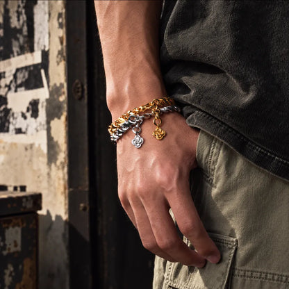 Ouroboros Infinity Bracelet gold-finish model and link styling