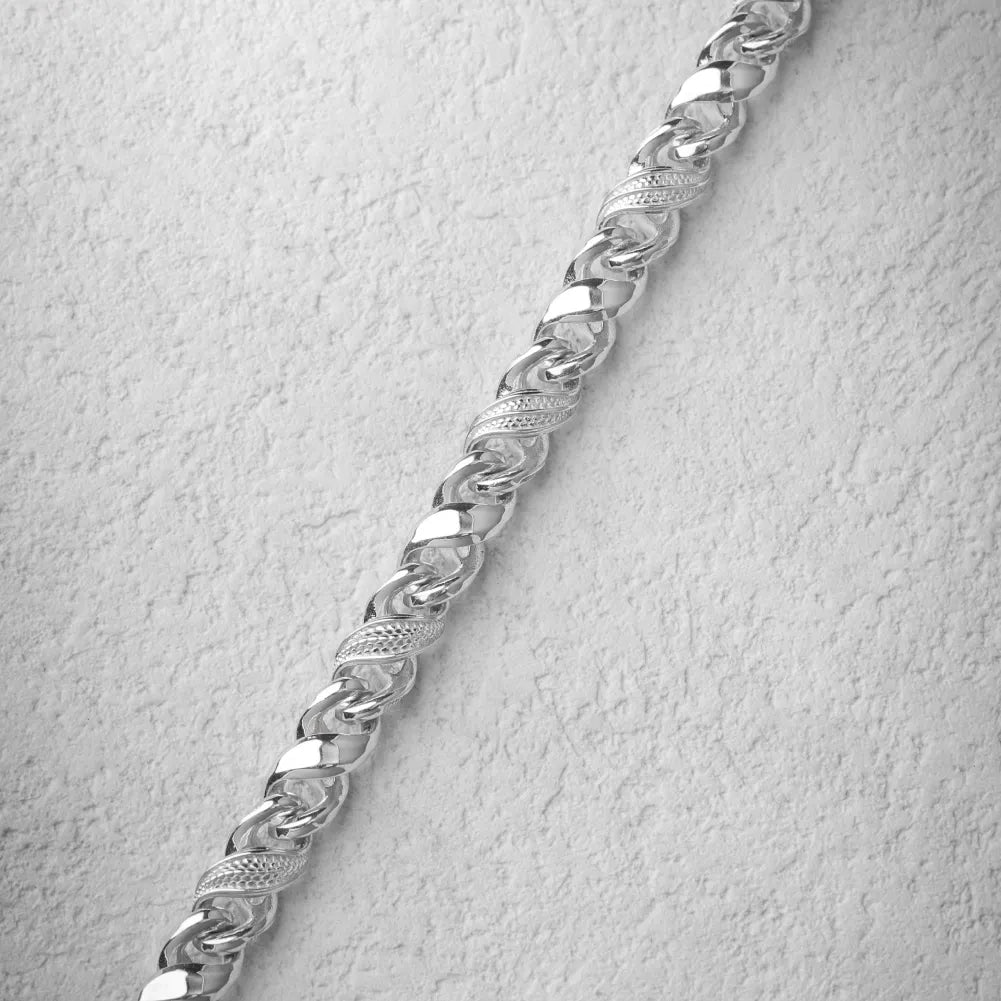Ouroboros Infinity Bracelet silver-finish bracelet close up