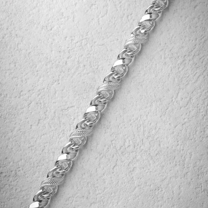 Ouroboros Infinity Bracelet silver-finish bracelet close up