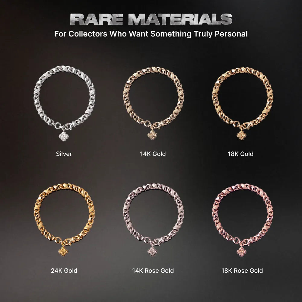 Ouroboros Infinity Bracelet silver-finish custom material comparison