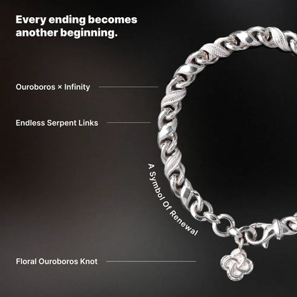 Ouroboros Infinity Bracelet silver-finish design details