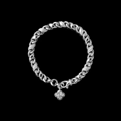 Ouroboros Infinity Bracelet in 18K White Gold Plated Brass