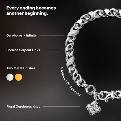 Ouroboros Infinity Bracelet white-finish design details
