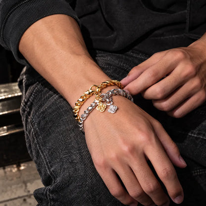 Ouroboros Infinity Bracelet white-finish model and link styling