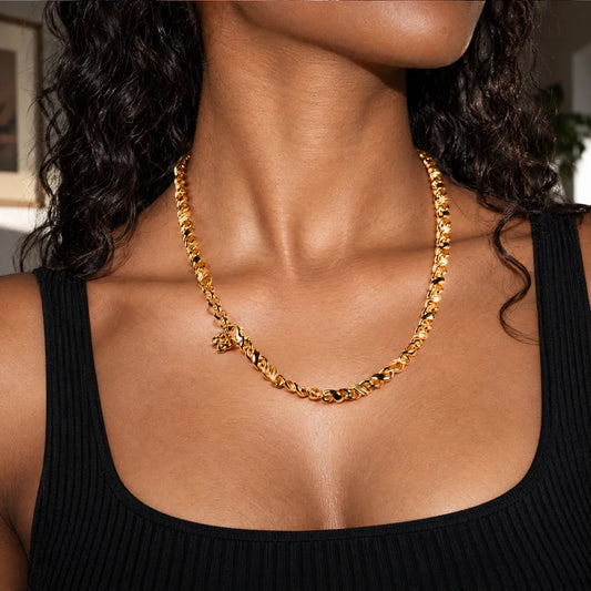 Ouroboros Infinity Necklace product view in gold-tone finish