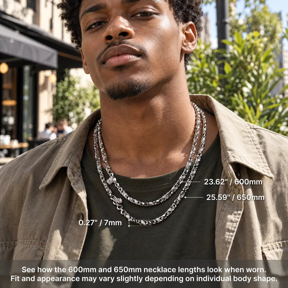 Ouroboros Infinity Necklace product view in silver-tone finish