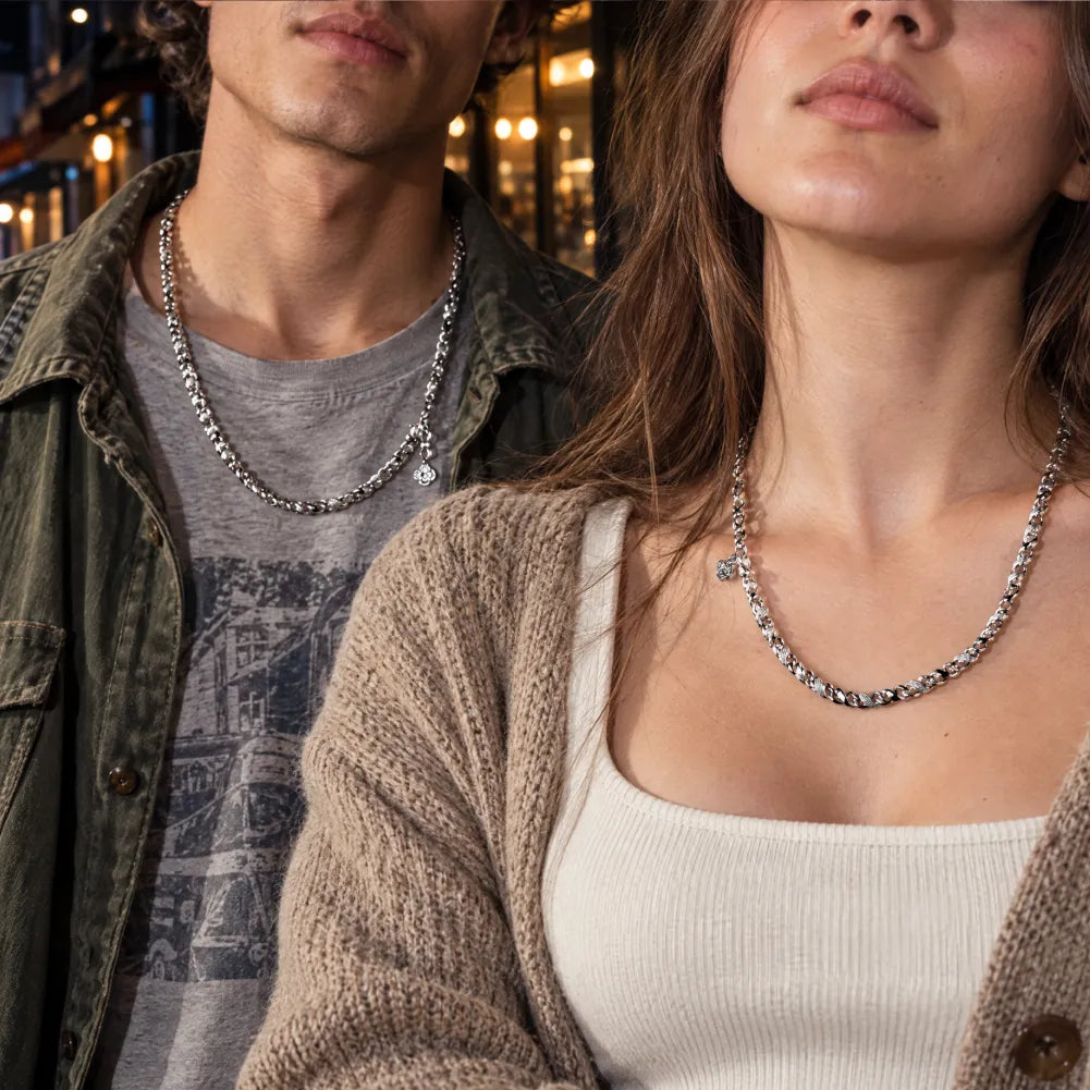 Ouroboros Infinity Necklace product view in silver-tone finish