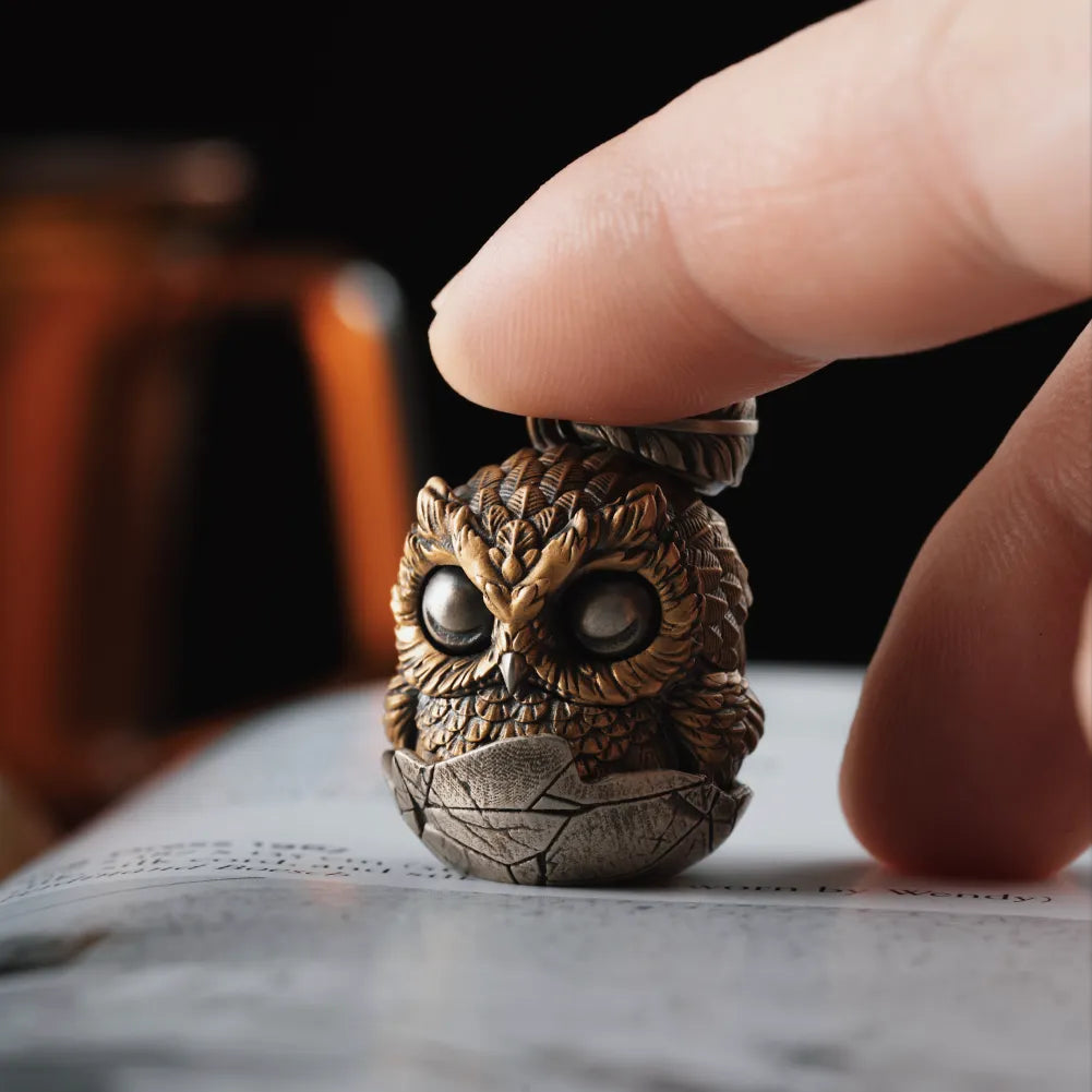 Owl fidget pendant blinking eye mechanism demonstration