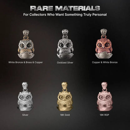 Owl fidget pendant material and finish options