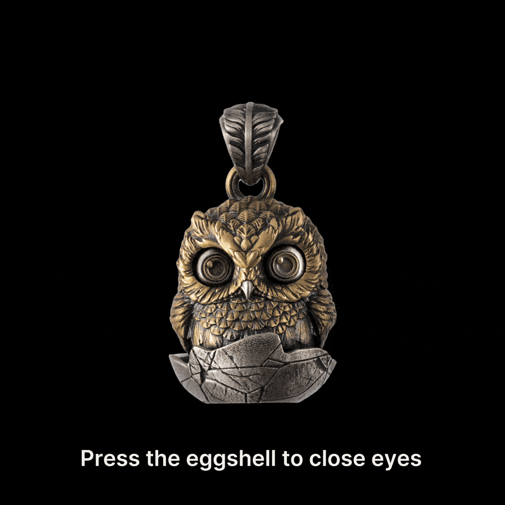 Owl Blinking Eyes Pendant Interactive And Unique Design COPPERTIST WU Owl blinking eyes pendant interactive and unique design coppertist wu