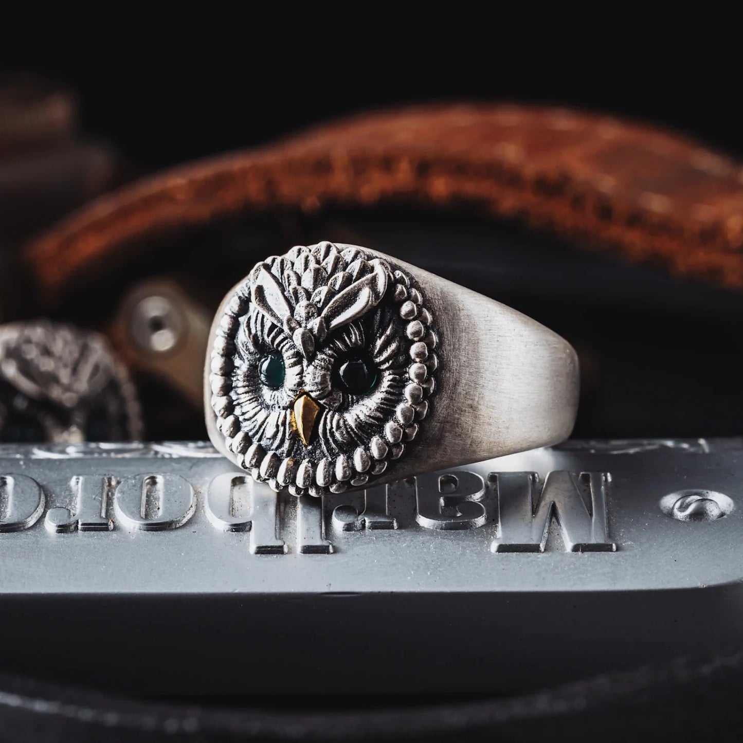 Owl Ring Oxidized Silver Details 05