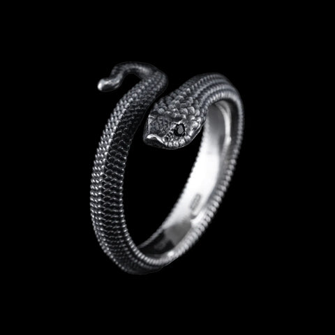 Retro Punk Winding Snake Open Ring For Men Dark Gothic Black Boa Ancient  Silver Finger Ring Personality Accessories Wholesale - Rings - AliExpress