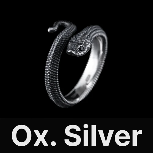 Hognose Snake Ring Oxidized Silver & Black Zircon