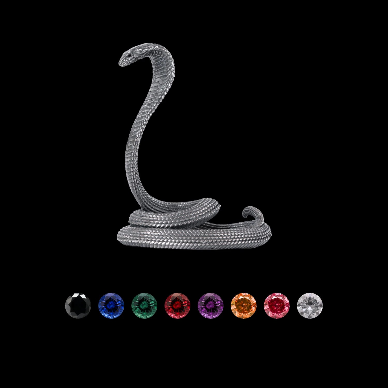Cobra Phone Stand Oxidized Silver & Gemstone