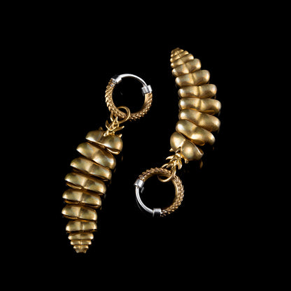 Rattlesnake Tail earrings in Brass / Pair