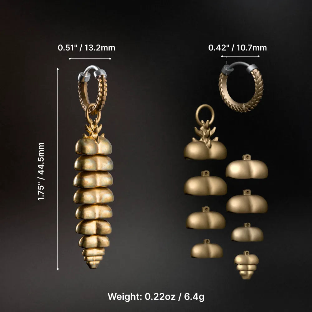 Dimensions and weight of Rattlesnake Tail earrings