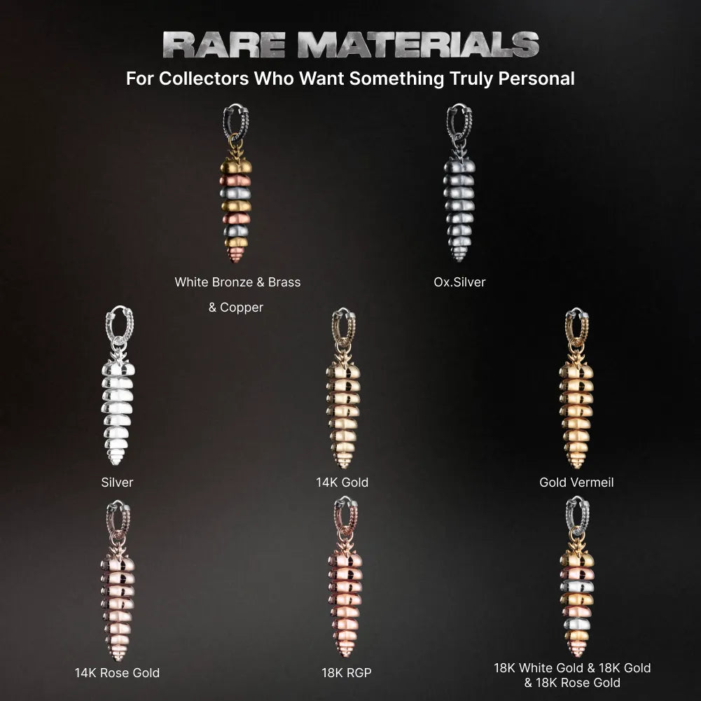 Rattlesnake Tail earrings in multiple material and color options