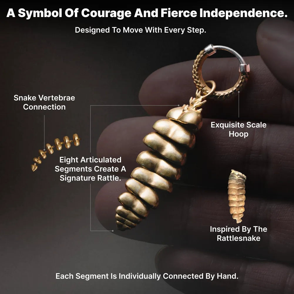 Rattlesnake Tail earring design details and symbolic elements