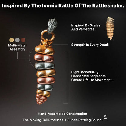Tricolor rattlesnake tail pendant inspired design and moving segment details