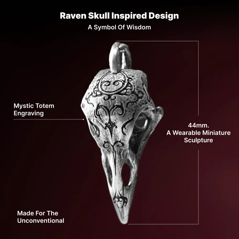 Raven Skull Pendant symbolic design details