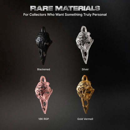 Raven Skull Pendant material options