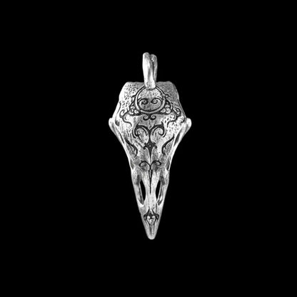 White Bronze Raven Skull Pendant only