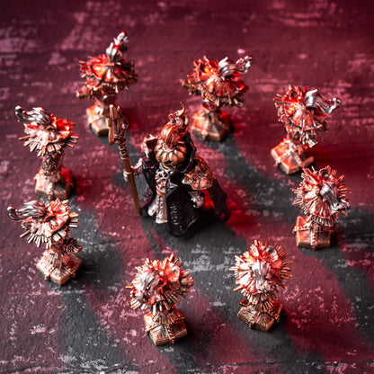 Multiple Scarecrow Training Dummy figures in a red battlefield formation
