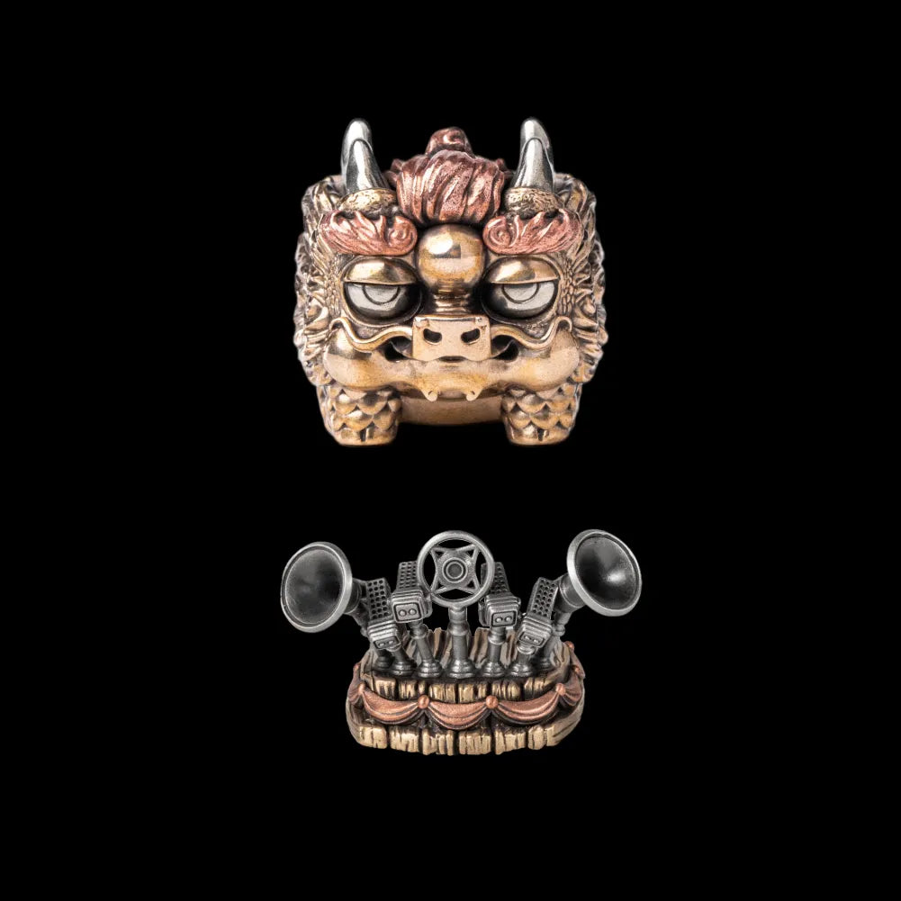Pig-Nosed Qilin figurine with a podium base on a black background