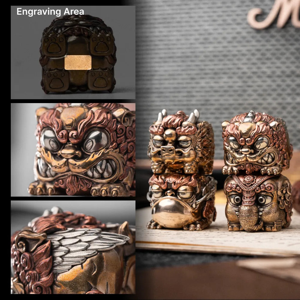 Engraving area detail for the Winged Pixiu figurine