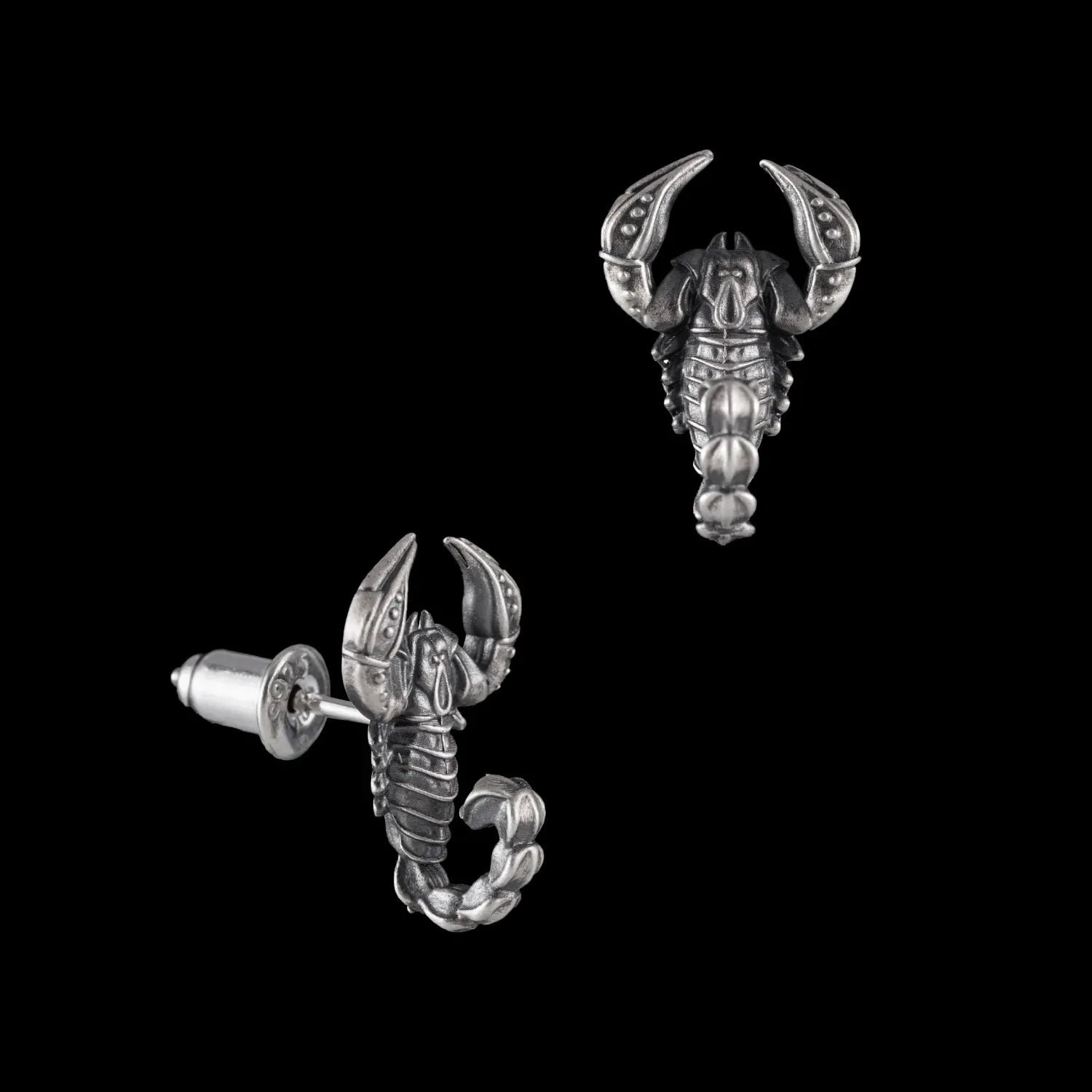 3D Scorpion Silver Tone Stud Earrings – Gothic Punk Boho Pair, Nickel-Free, UK Seller