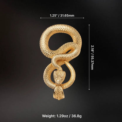Snake Keychain in 24K Gold Plated Brass, dimensions and weight shown in the parameter image.