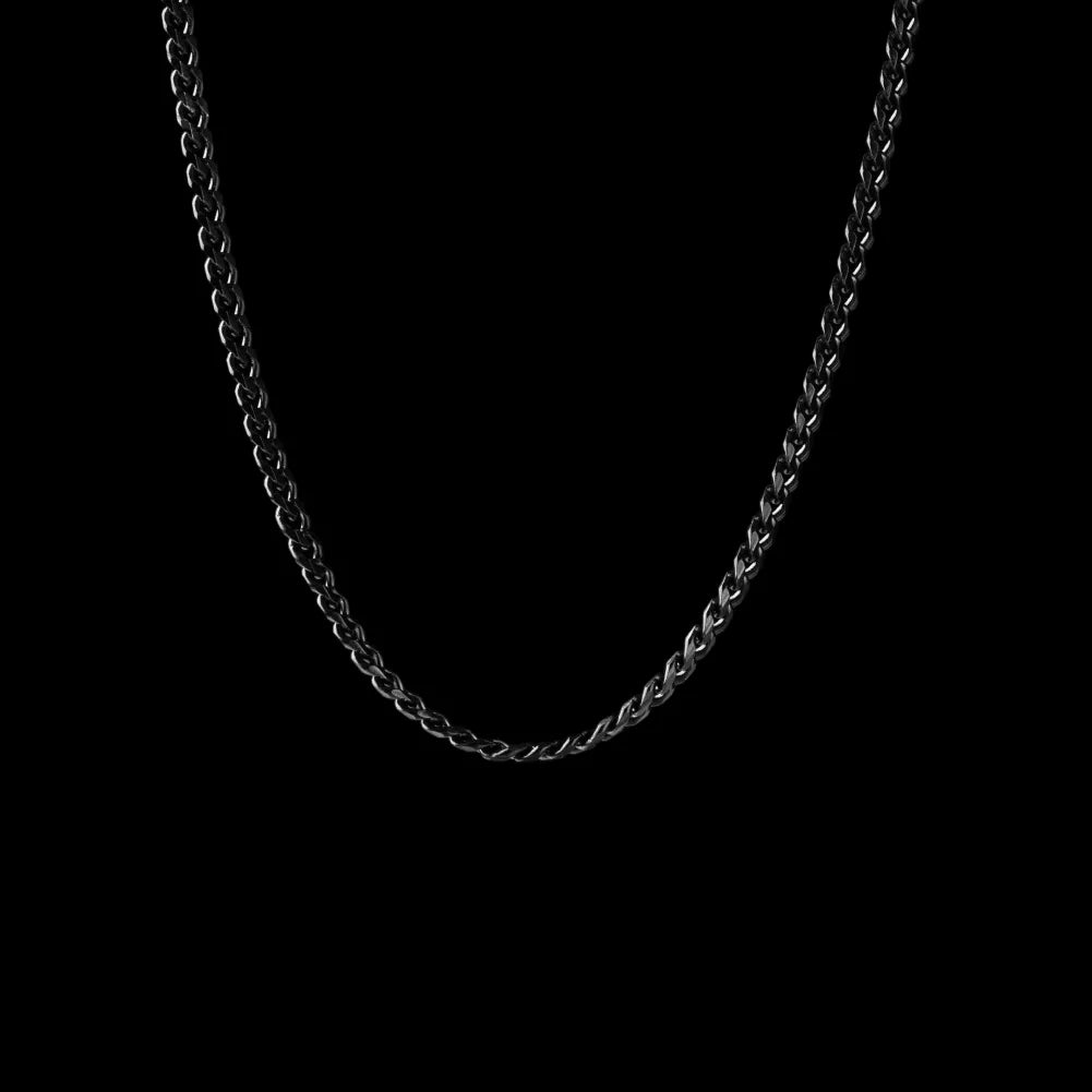 3.5 mm stainless steel Cuban chain necklace in black