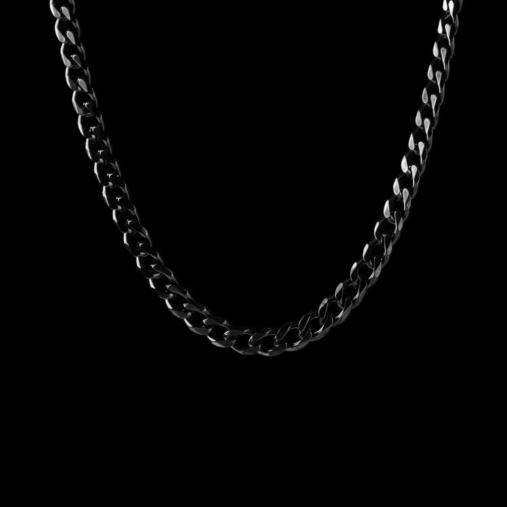 5 mm stainless steel Cuban chain necklace in black